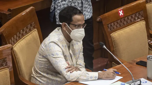 Mendikbud Nadiem Makarim saat rapat kerja degan Komisi X DPR RI.