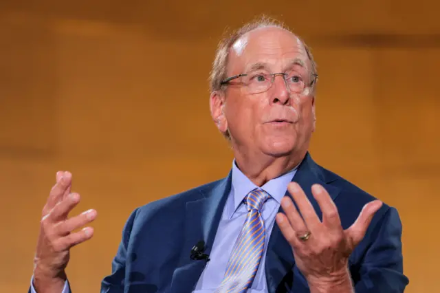 Larry Fink discursando durante um evento