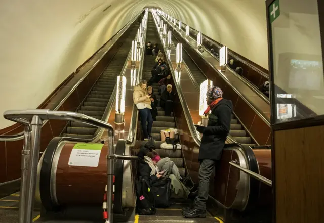 People take shelter inside a metro station during massive Russian missile attacks in Kyiv, Ukraine December 29, 2022
