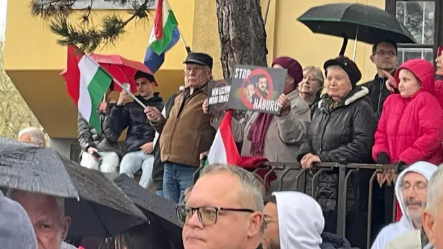 Сторонники Орбана с венгерскими флагами