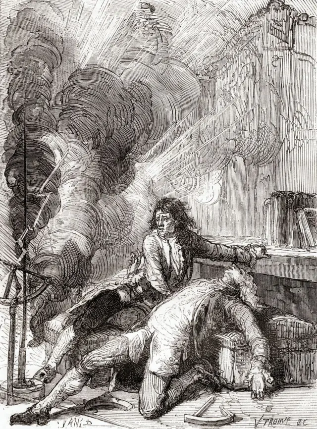 Richmann s'effondre, son enregistreur s'effraie et s'enflamme