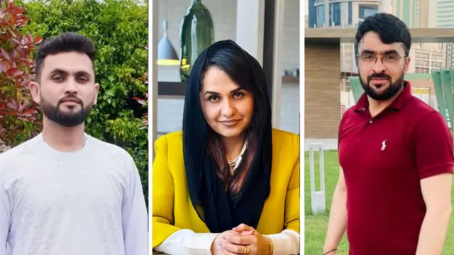 له ښۍ چپې خوا ته ګلمرجان حبيبي، نرګس حسنزۍ او تیمور شاه راشد