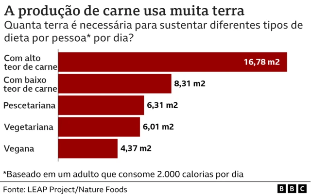 Gráfico mostra quanta terra é necessária para diferentes tiposbet365 corrida de cavalosdieta por pessoa por dia