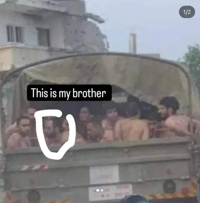 An Instagram post by Mohammed Lubbad about his brother Ibrahim who was detained by Israeli soldiers in northern Gaza