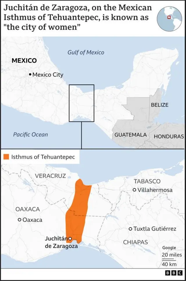 Map of the Istmo region 