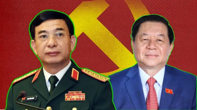 Bộ trưởng Bộ Quốc phòng Phan Văn Giang (trái) và Trưởng ban Tuyên giáo Trung ương Nguyễn Trọng Nghĩa (phải)