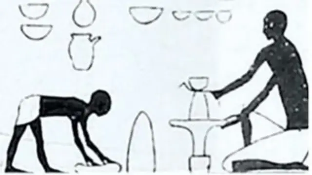 Nuvayrat yaqinidagi Amenemhat qabrida topilgan piktogrammada kulollar qanday ishlagani tasvirlangan