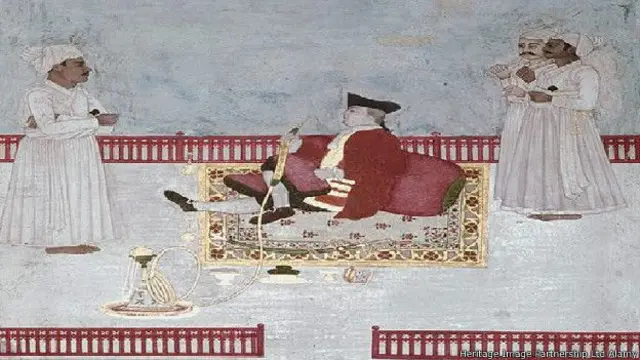 1760માં મુગલ દરબારમાં હુક્કા પીતા ઈસ્ટ ઈન્ડિયા કંપનીના અધિકારી