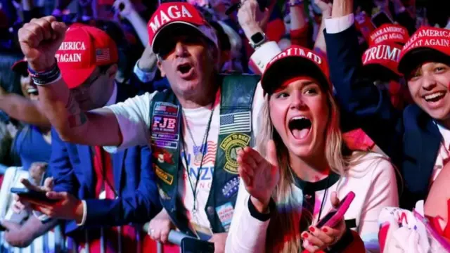 ਟਰੰਪ ਦੇ ਸਮਰਥਕ ਜਸ਼ਨ ਮਨਾਉਂਦੇ ਹੋਏ