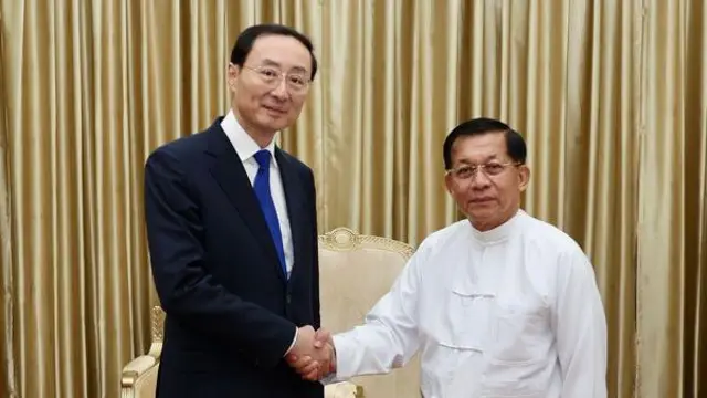 တရုတ် နိုင်ငံခြားရေး ဒုတိယဝန်ကြီးနဲ့ ဗိုလ်ချု်မှူးကြီး မင်းအောင်လှိုင်