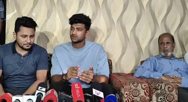 সংবাদ সম্মেলন করেন ক্রিকেটার নাঈম হাসান
