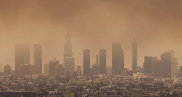 Los Angeles'ta gökyüzü dumanla kaplandı