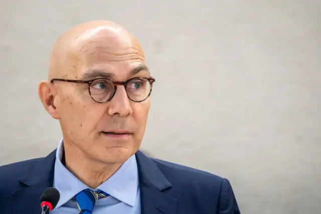 UN High Commissioner for Human Rights Volker Turk delivers a speech at the opening of the 53rd UN Human Rights Council in Geneva, on June 19, 2023