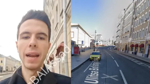 مونتاژه دو عکس کنار هم؛ عکس سمت چپ چهره حافظ اسد جلوی دوربین در حال صحبت، عکس سمت راست یک خیابان در مسکو