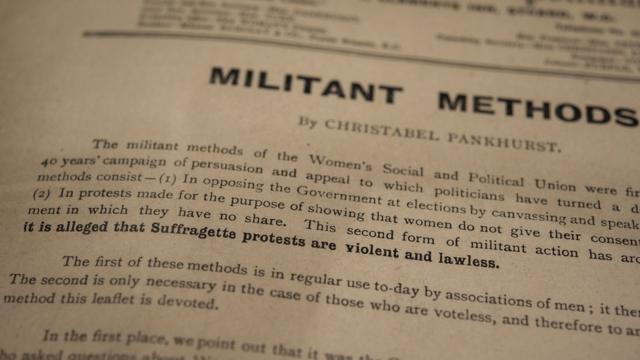 An essay by Christabel Pankhurst titled "militant methods"