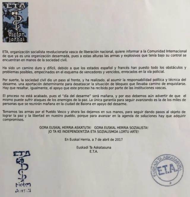 Carta de ETA