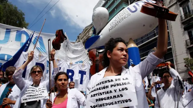 Protesta de maestros en Argentina