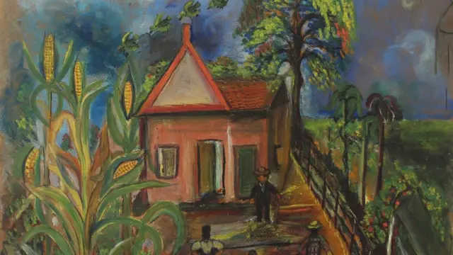 La pintura al óleo muestra un sitio en el interior de Sao Paulo