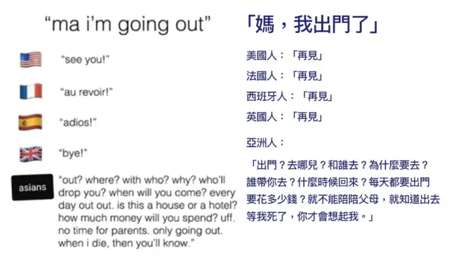 亚洲父母成为小组内被经常调侃的目标。