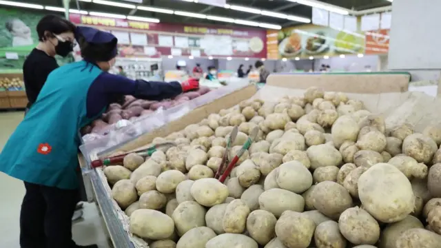 지난 13일 서울의 한 대형마트에 진열된 감자