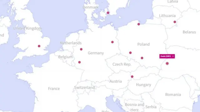 Карта полетов Wizzair из Львова