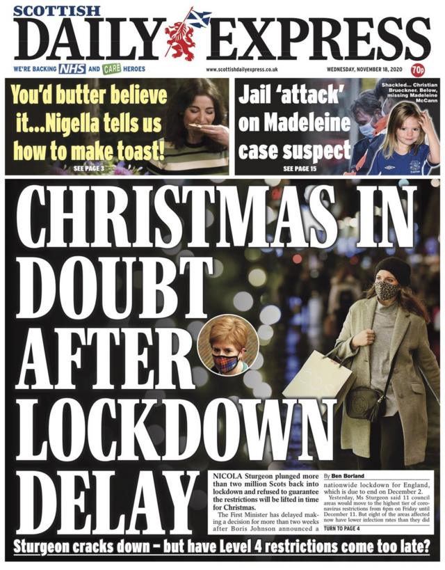 Scotland s papers Level 4 restrictions nightmare before Christmas