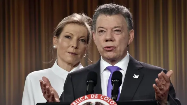 Presidente de Colombia Juan Manuel Santos con su esposa María Clemencia Rodríguez.