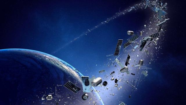 Earth, it's orbit full of space junk