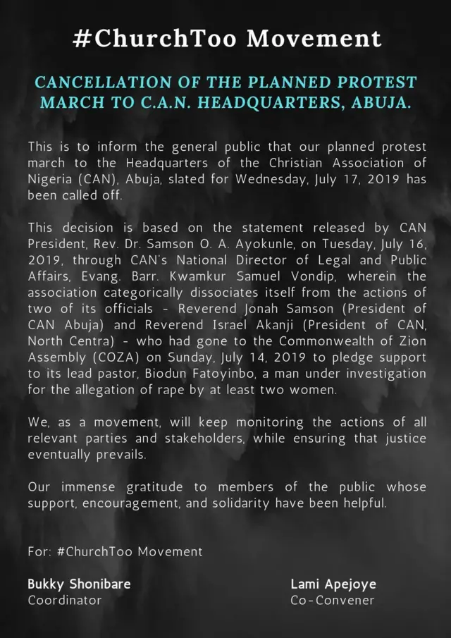 Bukky Shonibare post for Twitter on Tuesday 16 July, 2019