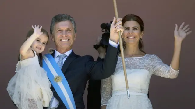 Mauricio Macri junto com sua família