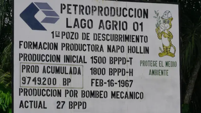 Cartel sobre contaminación en el pozo