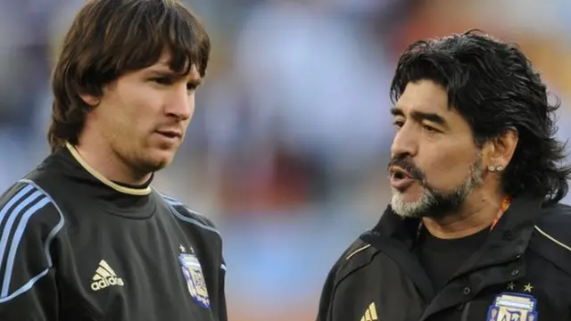 Lionel Messi and Diego Maradona