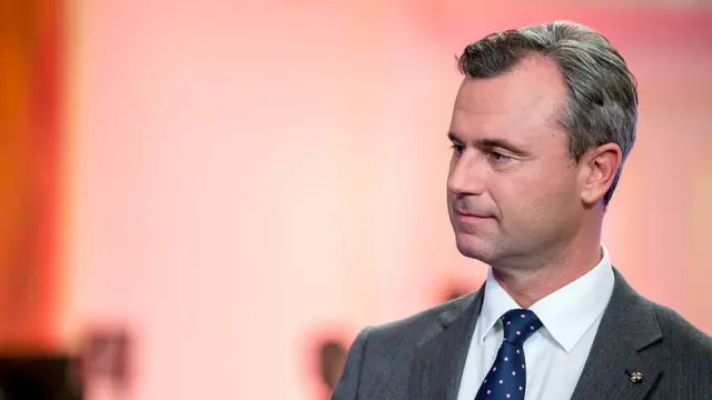 Candidato presidencial Norbert Hofer, del Partido de la Libertad.