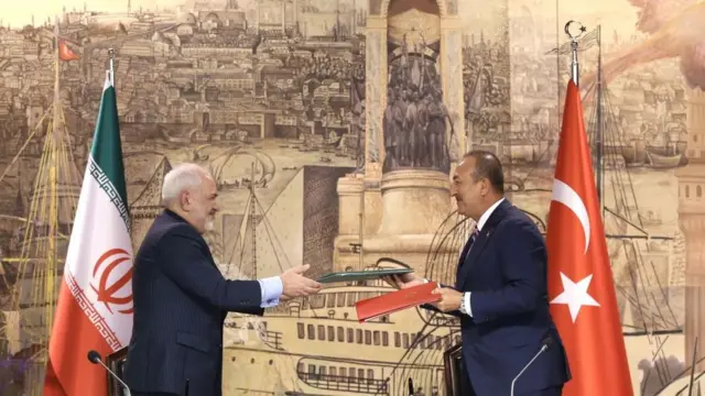 دیدار محمدجواد ظریف و مولود چاووش‌اوغلو در کاخ ریاست جمهوری ترکیه، ۱۵ ژوئن ۲۰۲۰