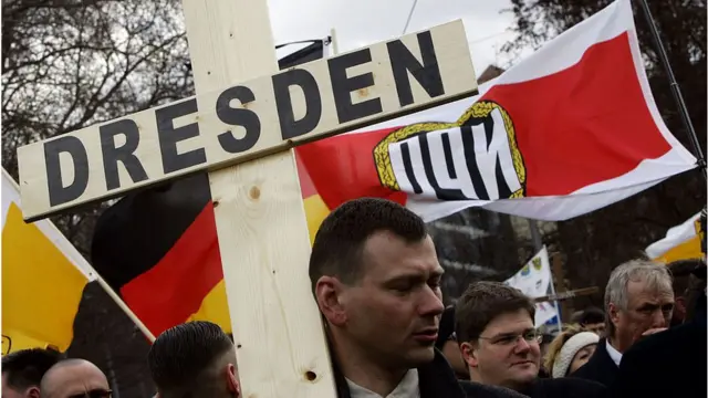 Neo-Nazis marching in Dresden, 2005