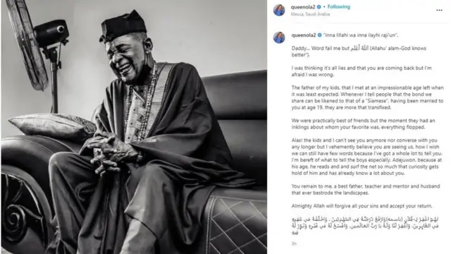 Aworan atẹjade ti Olori Badirat Ajọkẹ kọ nipa Alaafin Adeyẹmi loju opo Instagram rẹ