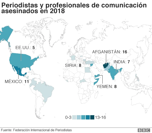 mapa de periodistas asesinados