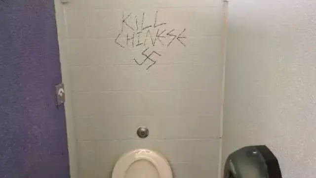 A message scribbled on a wall at a Sydney university last year says "kill Chinese" alongside a swastika