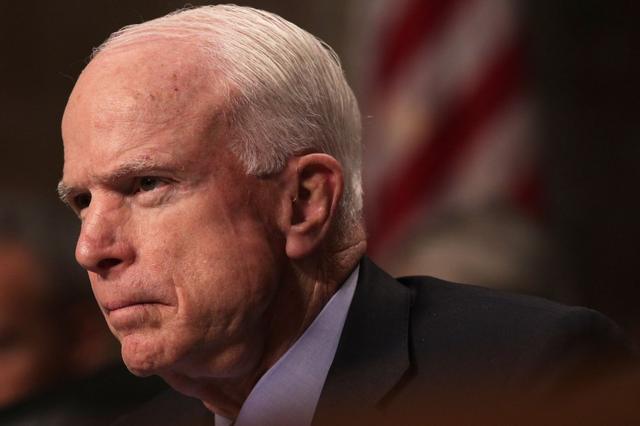 Committee chairman Sen. John McCain (R-AZ) listens during a hearing before Senate Armed Services Committee February 9, 2017