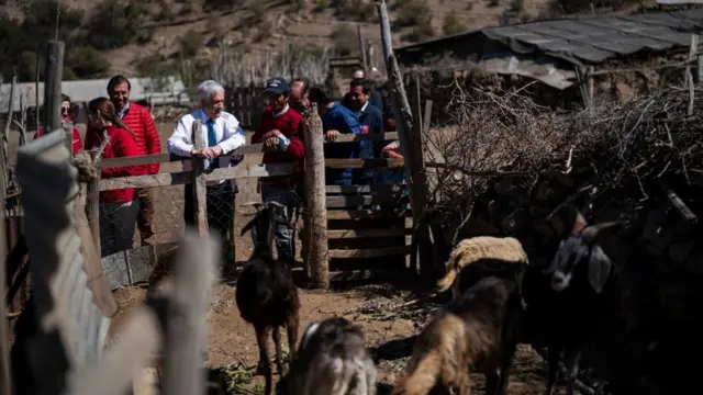 O presidente chileno Sebastián Piñera, durante visita à cidadegrupo do telegram de apostasPunitaqui