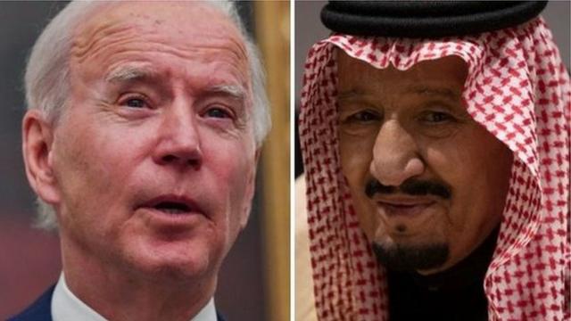 美国总统乔·拜登（Joe Biden）与沙特阿拉伯国王萨勒曼（King Salman）