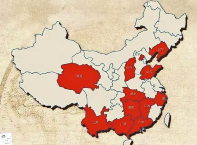 Areas in China with the highest concentrations of philandering according to The People's Daily