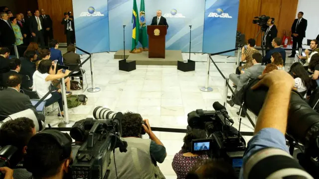 Michel Temer durante una conferencia en Planalto