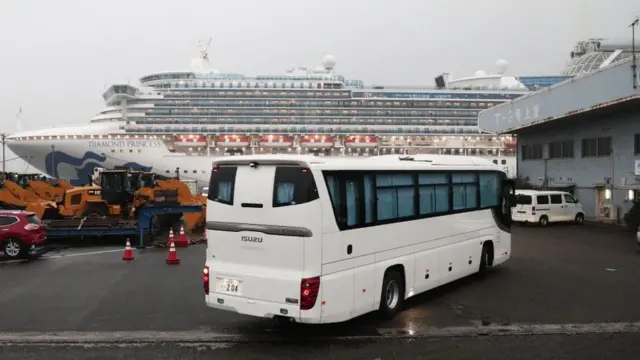 জাপানের ইয়োকোহামা বন্দরে নোঙর করা এই প্রামাদ জাহাজে করোনাভাইরাসে আক্রান্তের সংখ্যা দাঁড়িয়েছে ৩৫৫