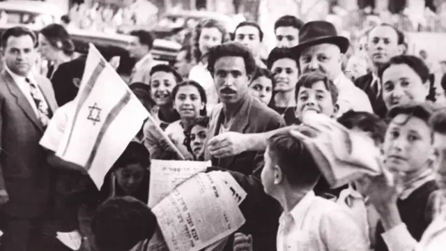 Celebraciones tras la proclamación del Estado de Israel.