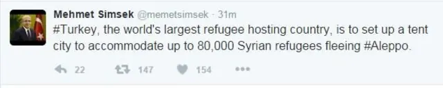 Mehmet Şimşek'in İngilizce tweeti