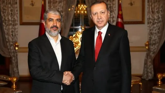 Erdoğan, İsrail'in 'terör örgütü' olarak kabul ettiği Hamas lideri Halit Meşal'le