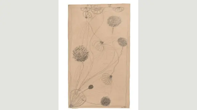 克林特与四名女性灵媒一起在恍惚的状态下完成了这幅无题画作