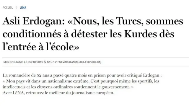 Le Soir gazetesinde yer alan çeviri röportaj
