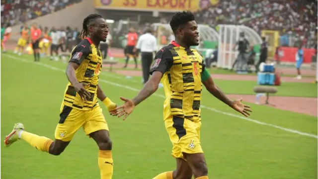 Ghana midfielder Thomas Partey celebrate afta im score Nigeria